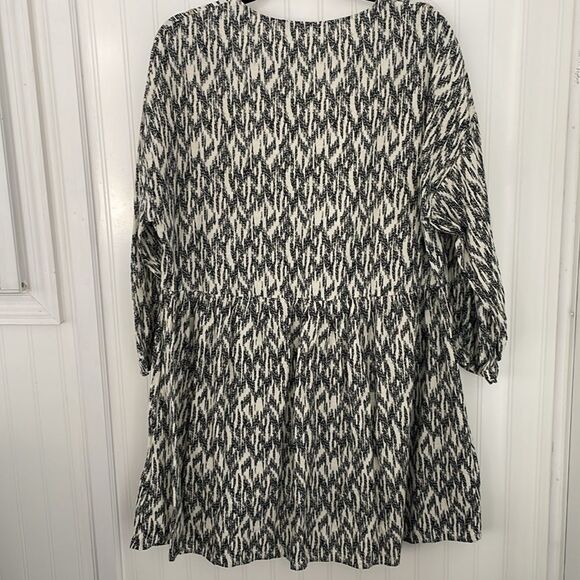 Zara Black and Off-white Dress with Embroidery and Beading Cotton/Linen Blend XL - Picture 6 of 15